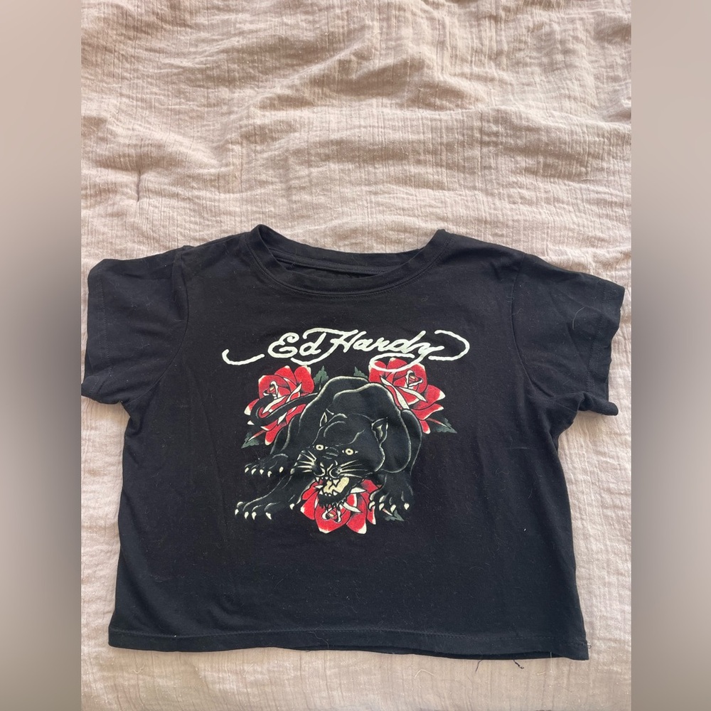 Ed Hardy Baby T with Panther and Roses